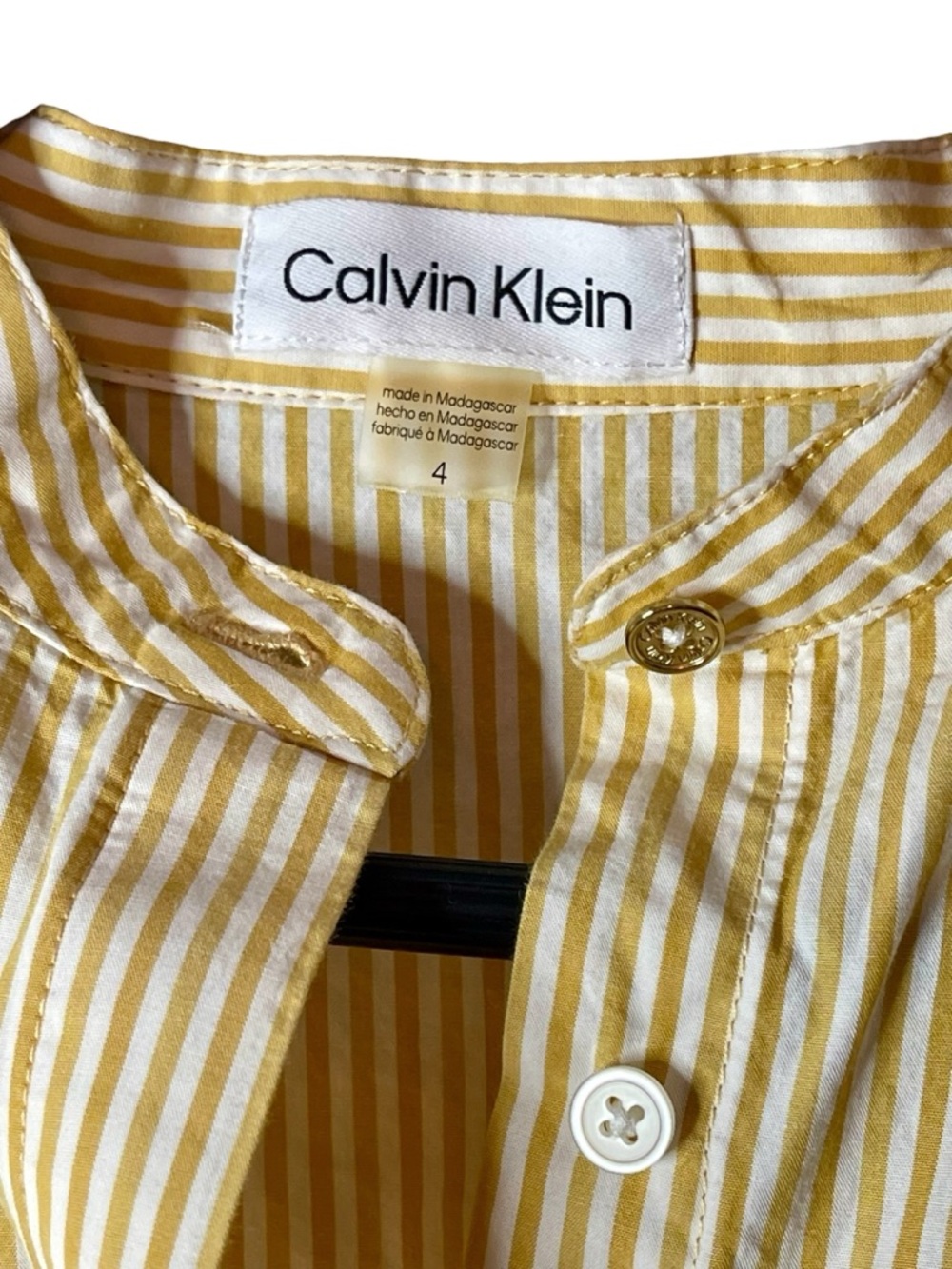 Calvin Klein Striped Long-Sleeve Shirt Dress with Tie Waist - Picture 4 of 8